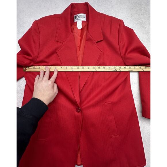 Vintage DaRue California Red Blazer Size Womens 12 Long Sleeves Work - Picture 5 of 11